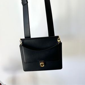 Polene número Sept in black smooth leather.